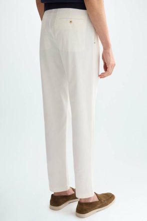 White Men Purificacion Garci Cotton Twill Regular Fit Chino Trousers Trousers - Image 3