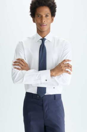 White Purificacion Garci Shirts Men Cufflinks Spread Collar Textured Shirt