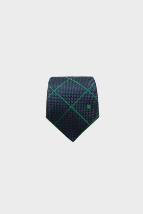 Windowpane Check Silk Tie Men Navy/Green Ties Purificacion Garci