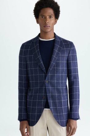 Windowpane Check Wool Bouclé Relaxed Fit Blazer Purificacion Garci Suits And Blazers Men White
