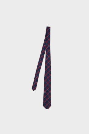 Windowpane Chequered Silk Tie Ties Men Purificacion Garci Navy/Red/White - Image 2