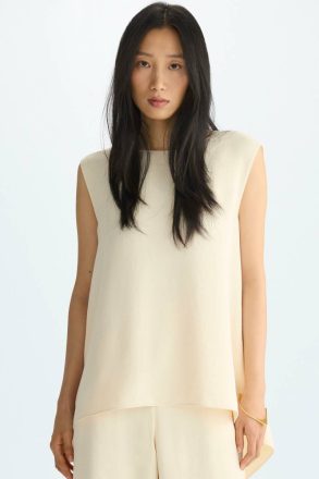 Women Back-Tie Crepe A-Line Top Purificacion Garci Shirts Vanilla