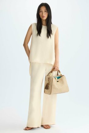 Women Back-Tie Crepe A-Line Top Purificacion Garci Shirts Vanilla - Image 4
