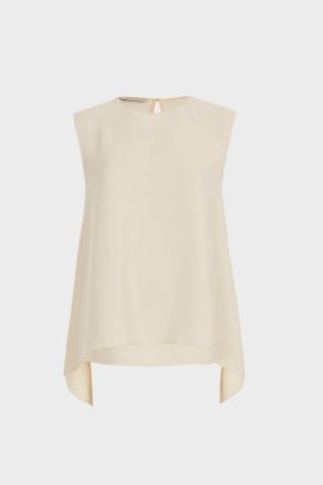 Women Back-Tie Crepe A-Line Top Purificacion Garci Shirts Vanilla - Image 5