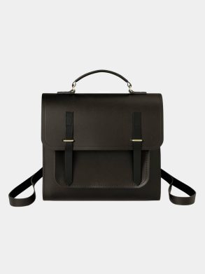 Women Backpacks Cambridge Satchel The Messenger Backpack - Dark Brown & Black Bridle