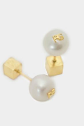 Women Biwa Earrings Purificacion Garci White/Gold Earrings - Image 2