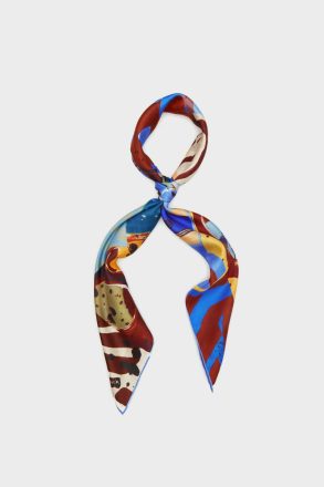 Women Blue Scarves Purificacion Garci Catarinas 90 Silk Scarf - Image 2