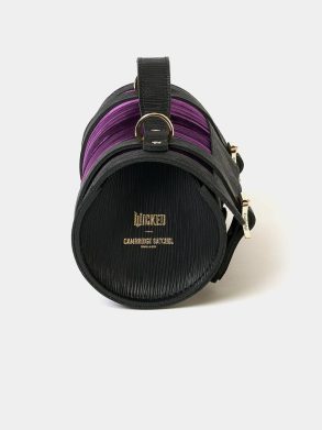 Women Cambridge Satchel The Mini Bowls Bag - Black 1914 Grain With Purple Velvet Crossbody - Image 4
