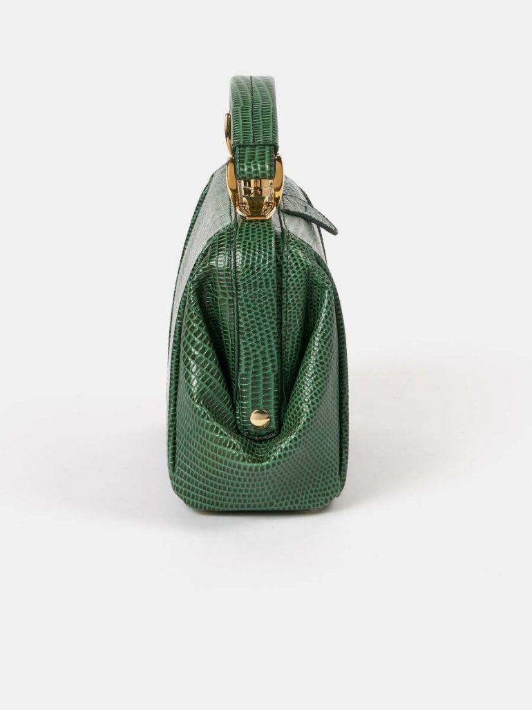 Women Cambridge Satchel The Mini Sophie - Green Lizard Print Calf Handbags - Image 4