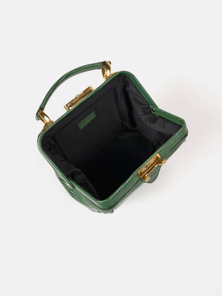 Women Cambridge Satchel The Mini Sophie - Green Lizard Print Calf Handbags - Image 5