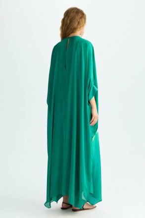 Women Chiffon Asymmetric Cape With Ribbons Green Shirts Purificacion Garci - Image 3
