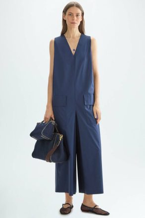 Women Cotton Straight-Fit Oversize Jumpsuit Purificacion Garci Dresses Navy