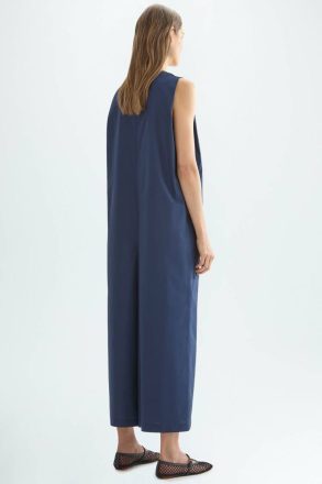 Women Cotton Straight-Fit Oversize Jumpsuit Purificacion Garci Dresses Navy - Image 3