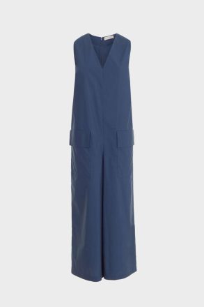 Women Cotton Straight-Fit Oversize Jumpsuit Purificacion Garci Dresses Navy - Image 4