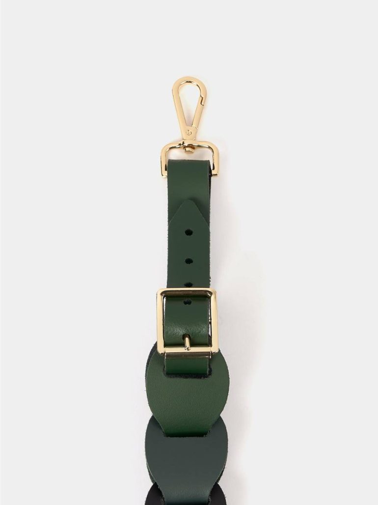 Women Crossbody Cambridge Satchel The Link Strap - Racing Green Tri-Colour & Pale Gold Hardware - Image 3