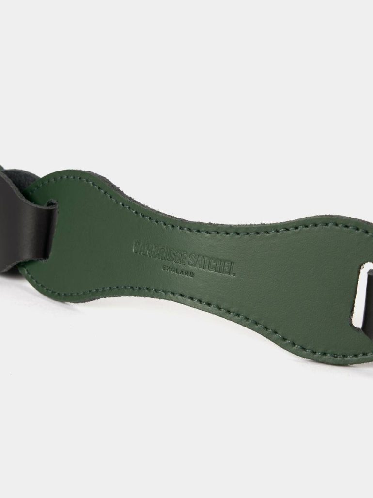 Women Crossbody Cambridge Satchel The Link Strap - Racing Green Tri-Colour & Pale Gold Hardware - Image 4