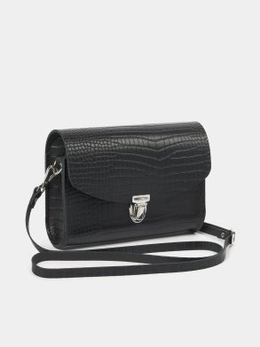 Women Crossbody Cambridge Satchel The Pushlock - Black Croc - Image 2