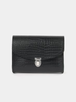 Women Crossbody Cambridge Satchel The Pushlock - Black Croc