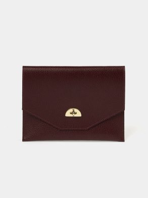 Women Crossbody Cambridge Satchel The Twist Lock Pouch - Oxblood Celtic Grain