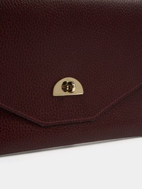 Women Crossbody Cambridge Satchel The Twist Lock Pouch - Oxblood Celtic Grain - Image 4