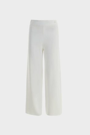 Women Double-Faced Stretch-Knit Straight-Leg Trousers Purificacion Garci Ecru Trousers - Image 5