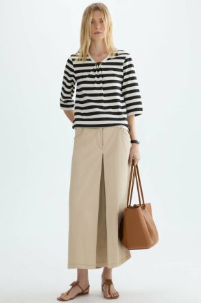 Women Ecru/Black T-Shirts And Tops Purificacion Garci Cubes Striped Cotton A-Line T-Shirt - Image 4