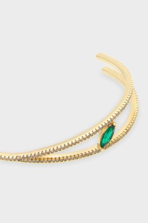 Women Gold/Green Crystal Purificacion Garci Radiant Cuff - Image 2