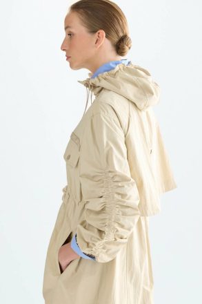 Women Hooded Nylon Oversize Trench Coat Beige Purificacion Garci Outerwear - Image 2