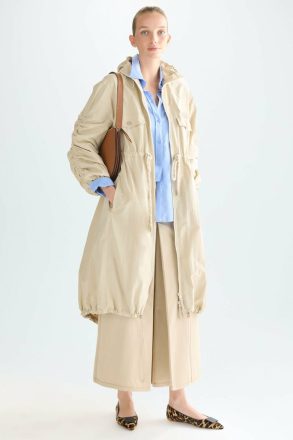 Women Hooded Nylon Oversize Trench Coat Beige Purificacion Garci Outerwear - Image 4