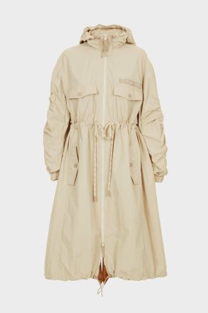 Women Hooded Nylon Oversize Trench Coat Beige Purificacion Garci Outerwear - Image 5