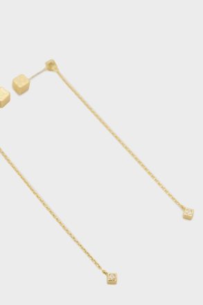 Women Icons Purificacion Garci Tetrominó Drop Earrings Gold/Crystal - Image 2