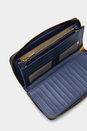 Women Large Wallets Navy Canvas Cube Denim American Wallet Purificacion Garci - Image 3