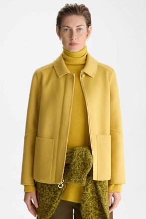 Women Outerwear Double-Faced Wool Reversible Short Coat Amarillo/Natural Purificacion Garci