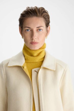 Women Outerwear Double-Faced Wool Reversible Short Coat Amarillo/Natural Purificacion Garci - Image 4