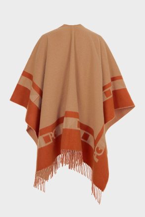 Women Pg Tape Wool Poncho Purificacion Garci Scarves Orange/Camel - Image 3