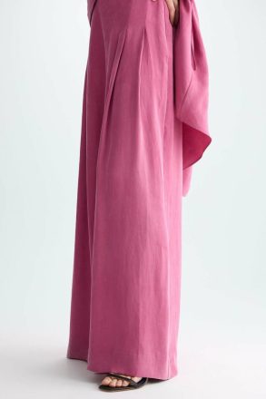 Women Pink Evening Purificacion Garci Pleated Cupro Culottes
