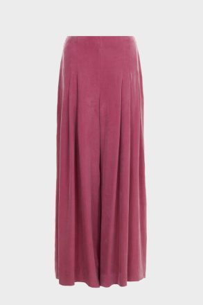 Women Pink Evening Purificacion Garci Pleated Cupro Culottes - Image 5