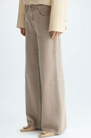 Women Purificacion Garci Cotton Twill Wide-Leg Trousers Trousers Camel