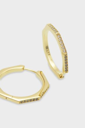 Women Purificacion Garci Crystal Octagon Earrings Gold - Image 2