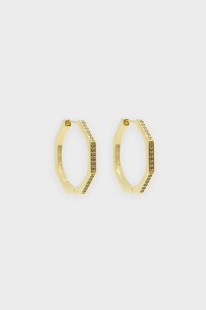 Women Purificacion Garci Crystal Octagon Earrings Gold