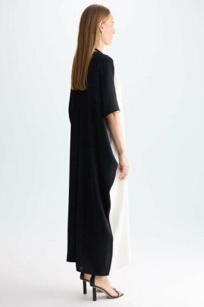 Women Purificacion Garci Ecru/Black Flowery Print Crepe Oversize Dress Dresses - Image 4