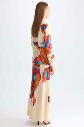 Women Purificacion Garci Floral Print Twill Straight-Fit Long Dress Dresses Beige/Multicolor - Image 3