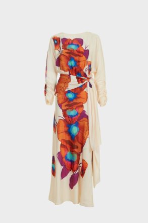 Women Purificacion Garci Floral Print Twill Straight-Fit Long Dress Dresses Beige/Multicolor - Image 4