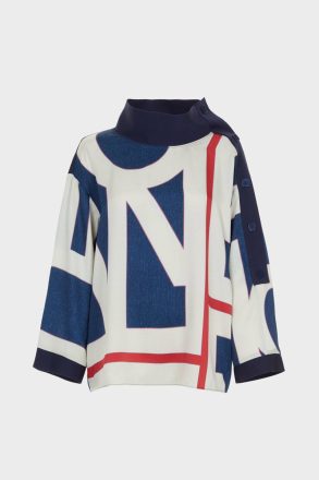 Women Purificacion Garci Knitwear Multicolor Print Twill Stretch Knit Oversize Blouse - Image 5