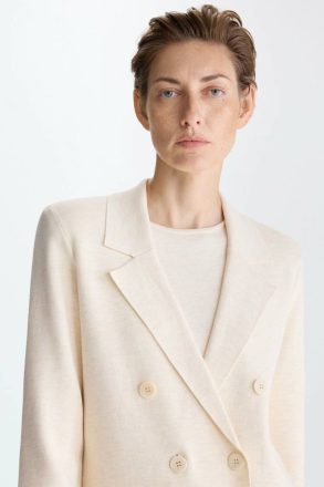 Women Purificacion Garci Natural Stretch-Knit Fitted Double-Breasted Tailored Jacket Jackets - Image 2