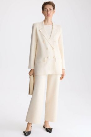 Women Purificacion Garci Natural Stretch-Knit Fitted Double-Breasted Tailored Jacket Jackets - Image 4