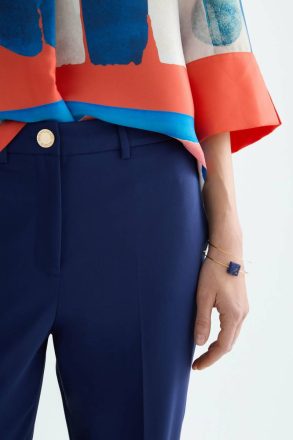 Women Purificacion Garci Satin Slim-Leg Trousers Trousers Blue - Image 2