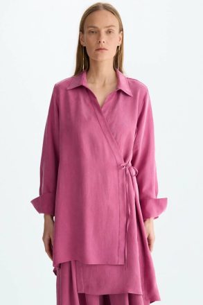Women Purificacion Garci Shirts Pink Cupro Asymmetric Oversize Shirt