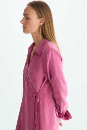 Women Purificacion Garci Shirts Pink Cupro Asymmetric Oversize Shirt - Image 3