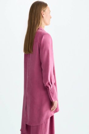 Women Purificacion Garci Shirts Pink Cupro Asymmetric Oversize Shirt - Image 4